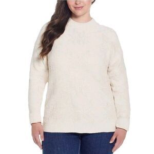 Weatherproof Chenille Holiday Sweater Womens XXL Whitecap Cream Sparkle $60 NWT